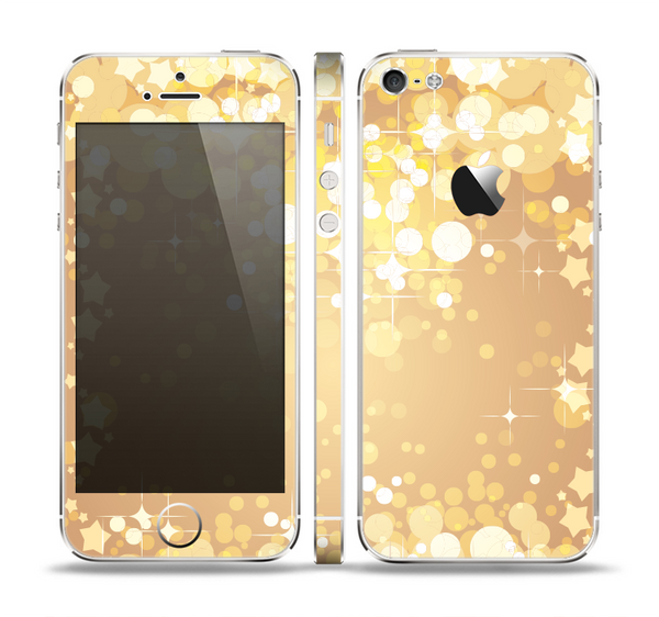 The Gold Unfocused Sparkles Skin Set for the Apple iPhone 5
