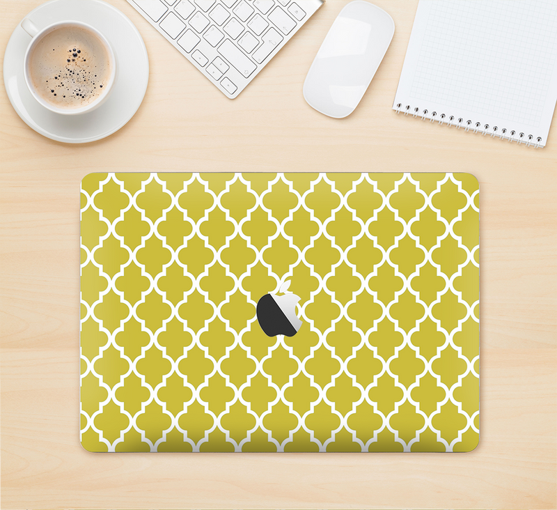 The Gold & White Seamless Morocan Pattern Skin Kit for the 12" Apple MacBook (A1534)