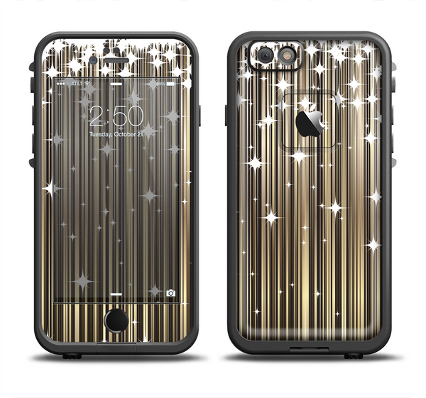 The Gold & White Shimmer Strips Apple iPhone 6 LifeProof Fre Case Skin Set