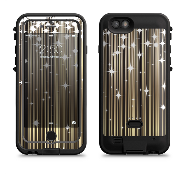 The Gold & White Shimmer Strips Apple iPhone 6/6s LifeProof Fre POWER Case Skin Set