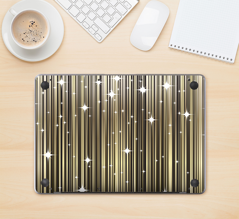 The Gold & White Shimmer Strips Skin Kit for the 12" Apple MacBook (A1534)