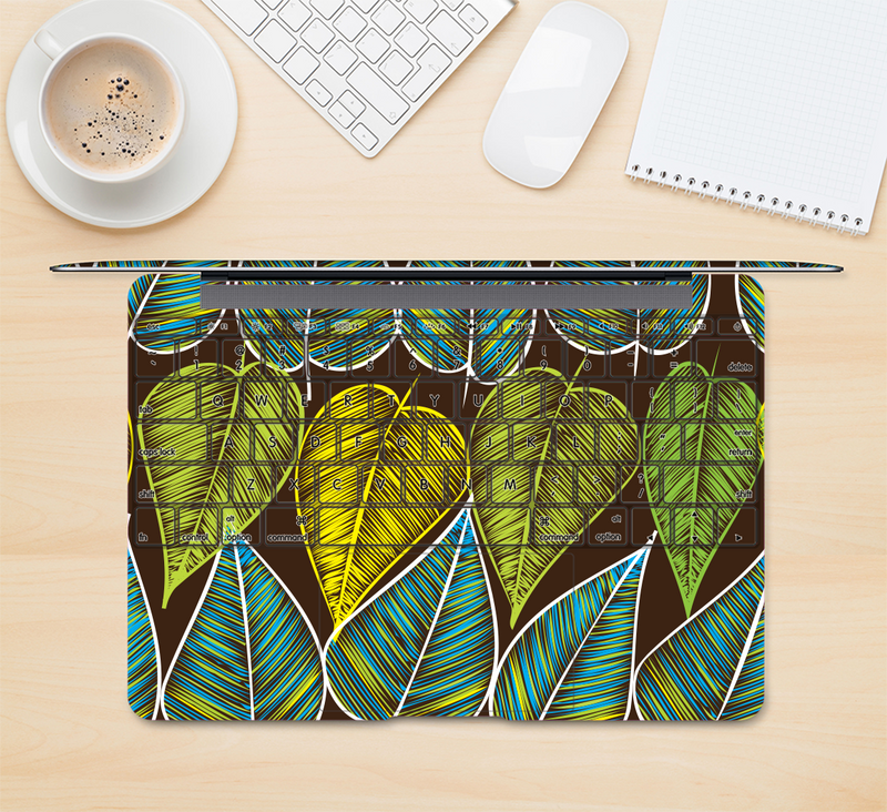 The Gold & Yellow Seamless Leaves Illustration Skin Kit for the 12" Apple MacBook (A1534)