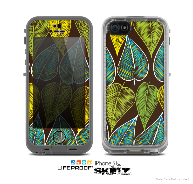 The Gold & Yellow Seamless Leaves Illustration Skin for the Apple iPhone 5c LifeProof Case
