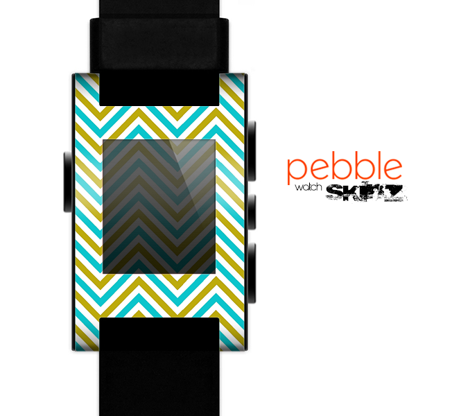 The Gold & Blue Sharp Chevron Pattern Skin for the Pebble SmartWatch