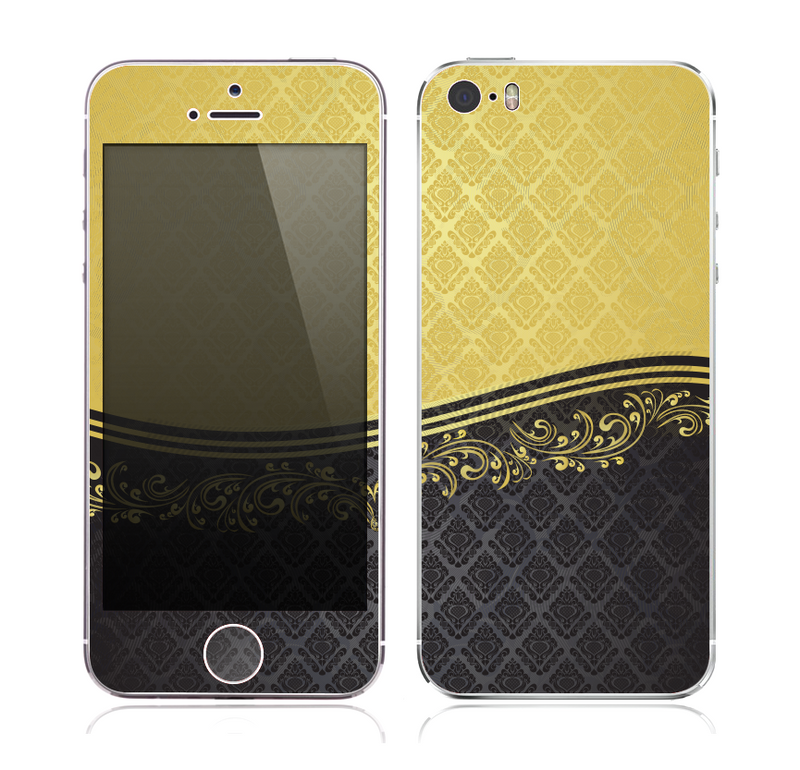 The Gold and Black Luxury Pattern Skin for the Apple iPhone 5s