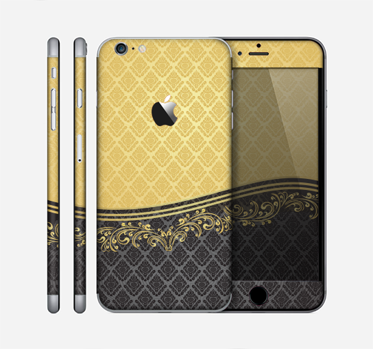 The Gold and Black Luxury Pattern Skin for the Apple iPhone 6 Plus