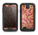 The Gold and Red Paisley Pattern Samsung Galaxy S4 LifeProof Nuud Case Skin Set