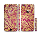 The Gold and Red Paisley Pattern Sectioned Skin Series for the Apple iPhone 6s Plus