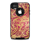 The Gold and Red Paisley Pattern Skin for the iPhone 4-4s OtterBox Commuter Case