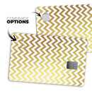 The Gold and White Chevron Pattern - Premium Protective Decal Skin-Kit for the Apple Credit Card