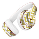 The Gold and White Chevron Pattern Full-Body Skin Kit for the Beats by Dre Solo 3 Wireless Headphones