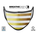 The Gold and White Horizontal Stripes - Made in USA Mouth Cover Unisex Anti-Dust Cotton Blend Reusable & Washable Face Mask with Adjustable Sizing for Adult or Child