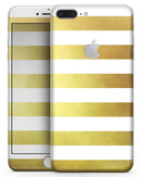 The Gold and White Horizontal Stripes - Skin-kit for the iPhone 8 or 8 Plus