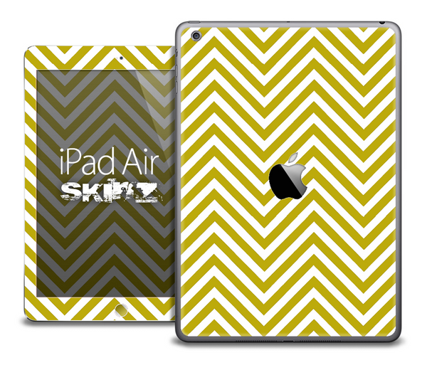 The Gold and White Sharp Chevron Pattern Skin for the iPad Air