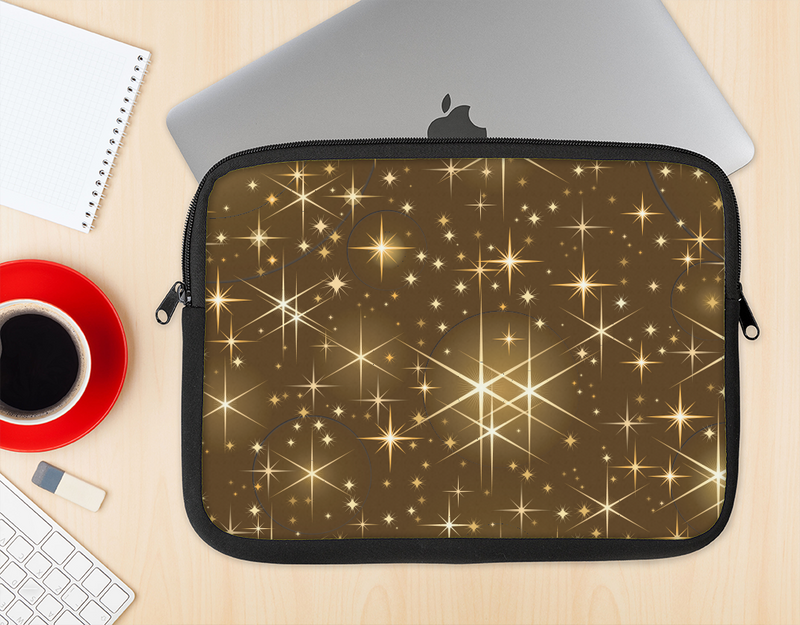 The Golden Glowing Stars Ink-Fuzed NeoPrene MacBook Laptop Sleeve