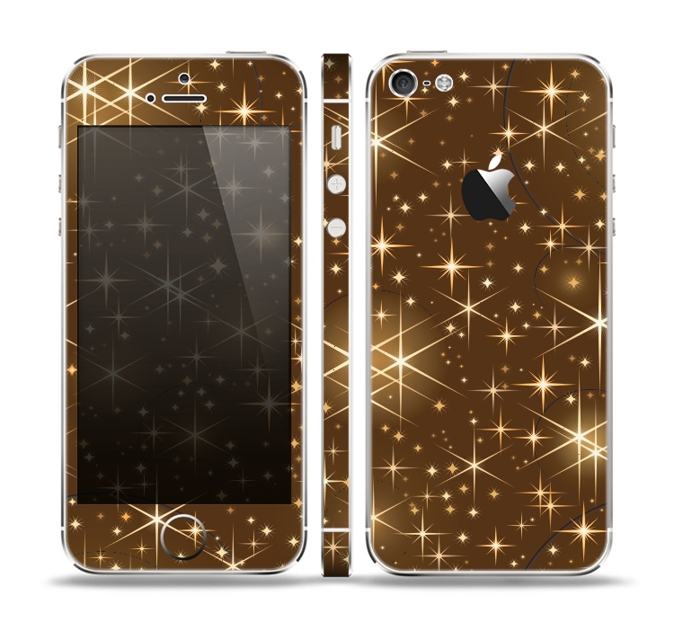 The Golden Glowing Stars Skin Set for the Apple iPhone 5