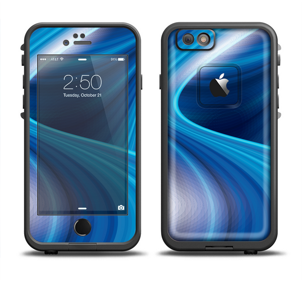 The Gradient Waves of Blue Apple iPhone 6 LifeProof Fre Case Skin Set