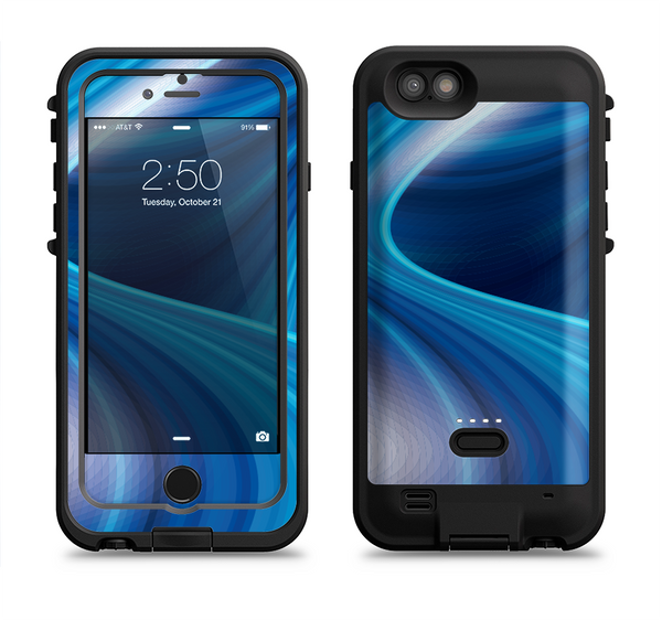 The Gradient Waves of Blue Apple iPhone 6/6s LifeProof Fre POWER Case Skin Set