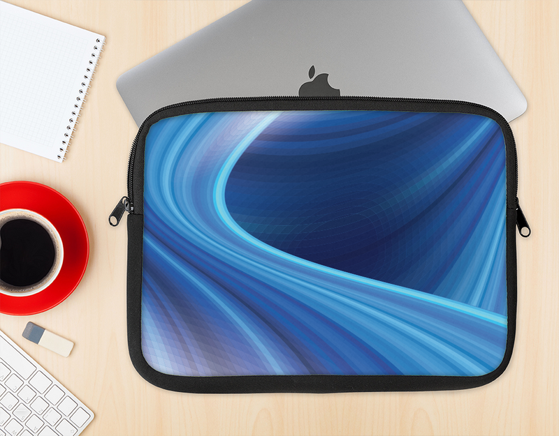 The Gradient Waves of Blue Ink-Fuzed NeoPrene MacBook Laptop Sleeve