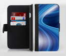 The Gradient Waves of Blue Ink-Fuzed Leather Folding Wallet Credit-Card Case for the Apple iPhone 6/6s, 6/6s Plus, 5/5s and 5c