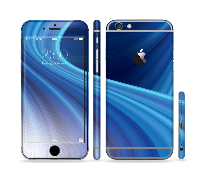 The Gradient Waves of Blue Sectioned Skin Series for the Apple iPhone 6