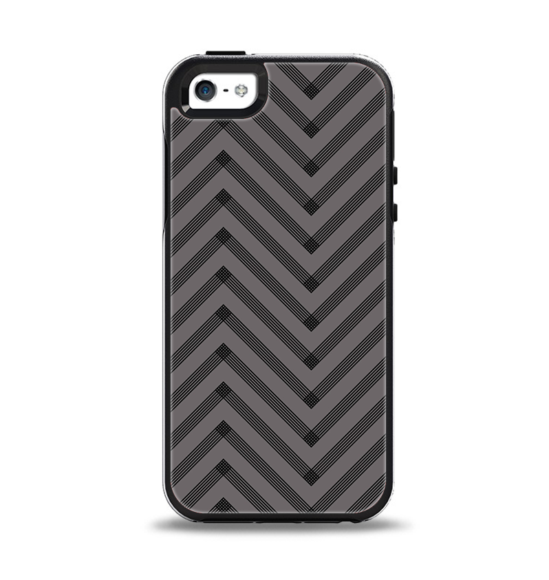 The Gray & Black Sketch Chevron Apple iPhone 5-5s Otterbox Symmetry Case Skin Set