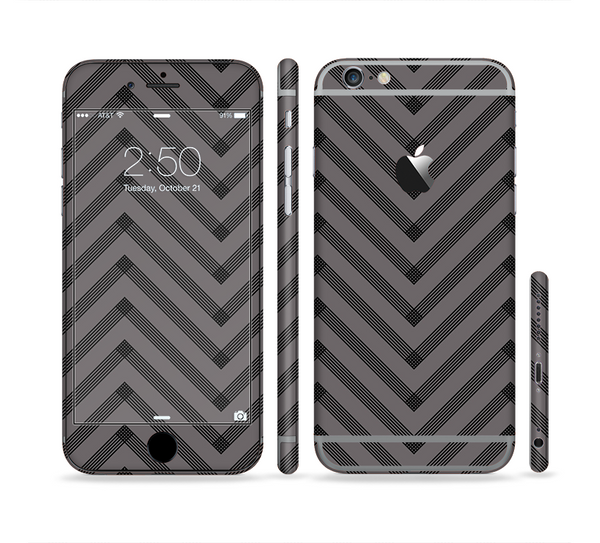 The Gray & Black Sketch Chevron Sectioned Skin Series for the Apple iPhone 6 Plus