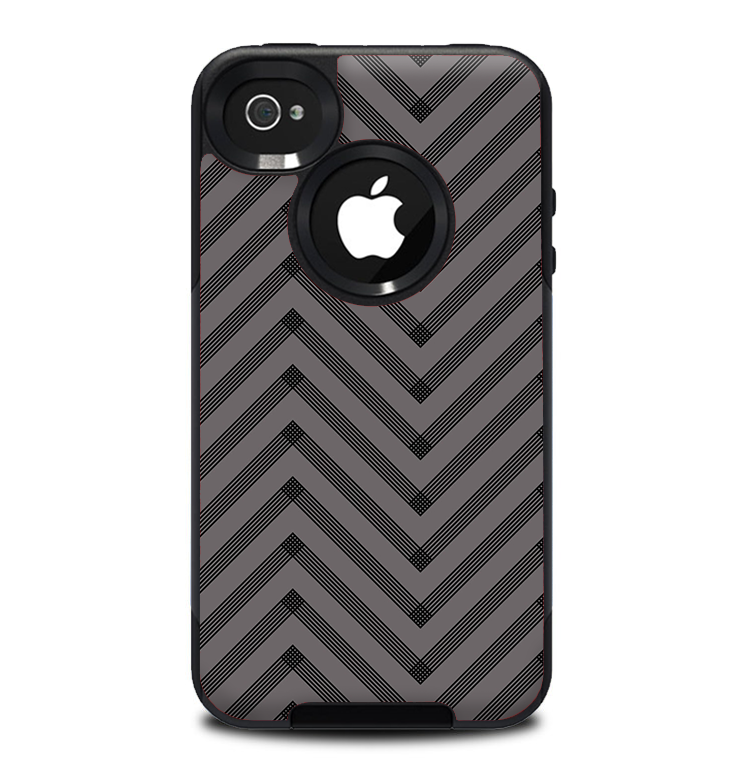 The Gray & Black Sketch Chevron Skin for the iPhone 4-4s OtterBox Commuter Case
