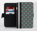 The Gray & Blue Polka Dot Ink-Fuzed Leather Folding Wallet Credit-Card Case for the Apple iPhone 6/6s, 6/6s Plus, 5/5s and 5c