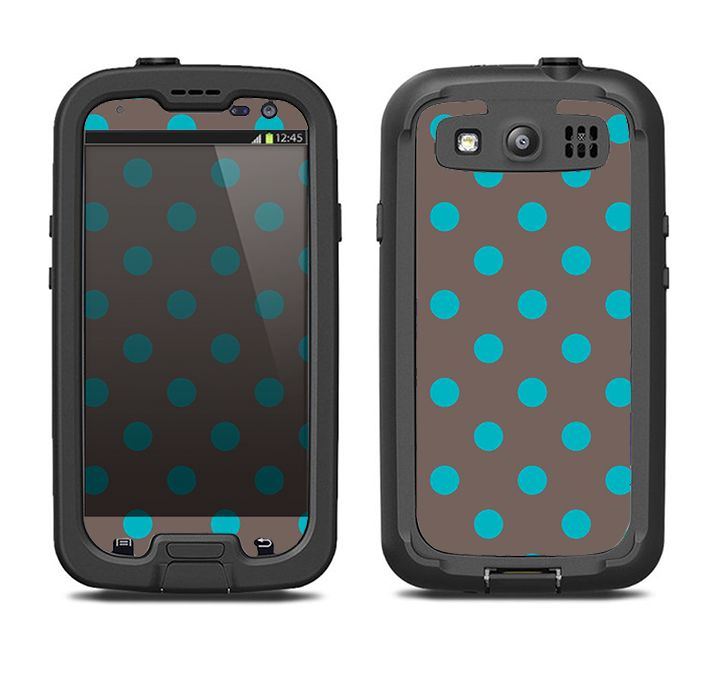 The Gray & Blue Polka Dot Samsung Galaxy S4 LifeProof Fre Case Skin Set