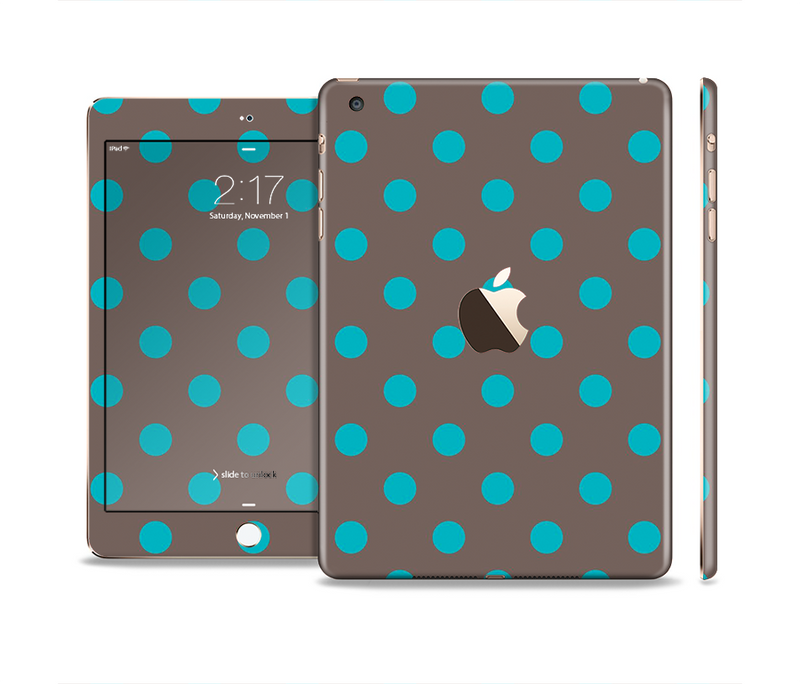 The Gray & Blue Polka Dot Full Body Skin Set for the Apple iPad Mini 3