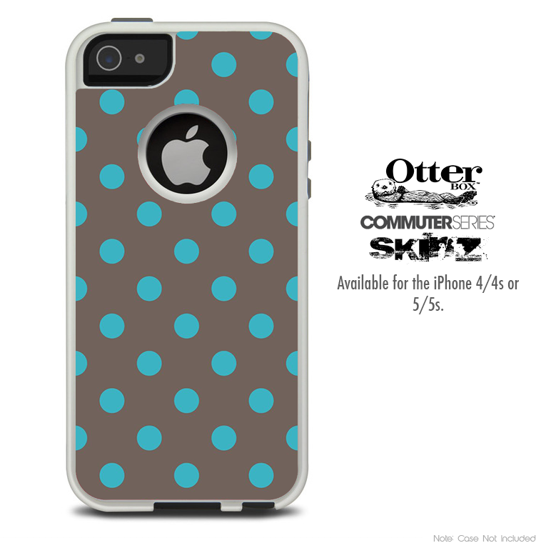 The Gray & Blue Polka Skin For The iPhone 4-4s or 5-5s Otterbox Commuter Case