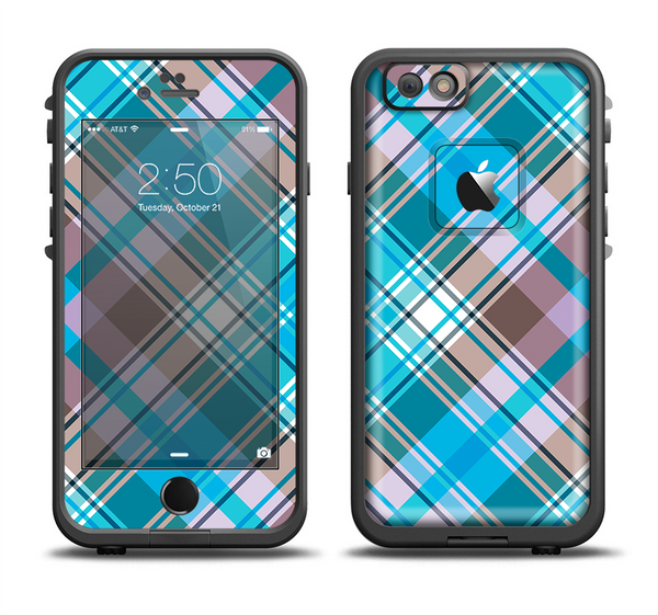 The Gray & Bright Blue Plaid Layered Pattern V5 Apple iPhone 6 LifeProof Fre Case Skin Set