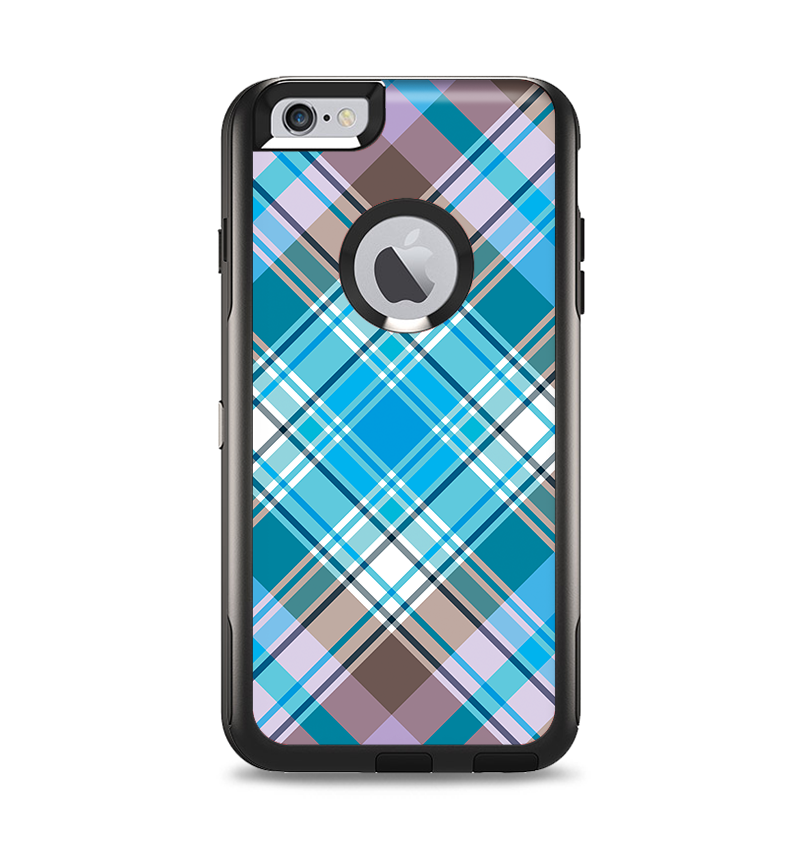 The Gray & Bright Blue Plaid Layered Pattern V5 Apple iPhone 6 Plus Otterbox Commuter Case Skin Set