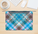 The Gray & Bright Blue Plaid Layered Pattern V5 Skin Kit for the 12" Apple MacBook (A1534)