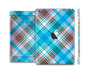The Gray & Bright Blue Plaid Layered Pattern V5 Full Body Skin Set for the Apple iPad Mini 2