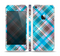 The Gray & Bright Blue Plaid Layered Pattern V5 Skin Set for the Apple iPhone 5