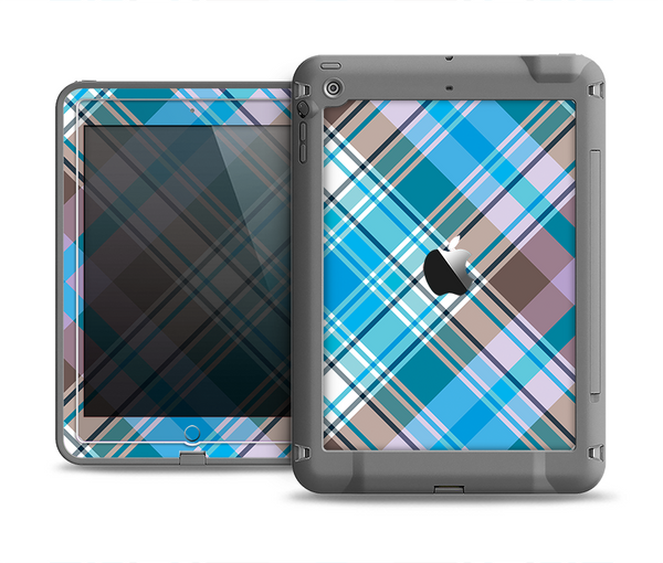 The Gray & Bright Blue Plaid Layered Pattern V5 Apple iPad Air LifeProof Fre Case Skin Set