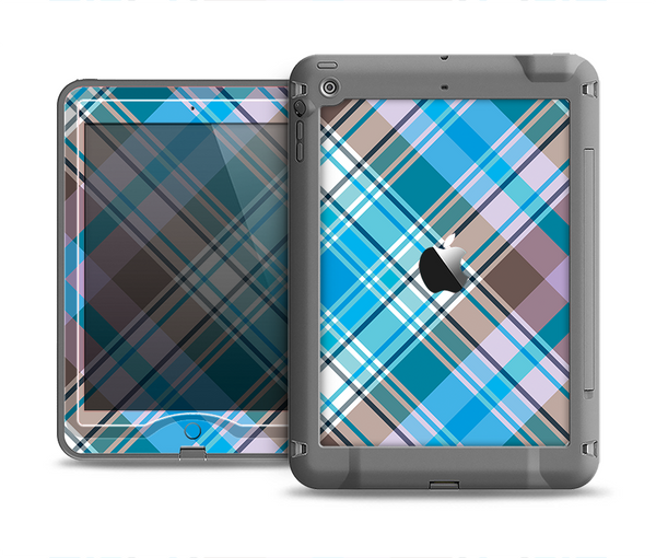 The Gray & Bright Blue Plaid Layered Pattern V5 Apple iPad Mini LifeProof Nuud Case Skin Set
