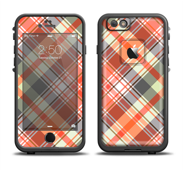 The Gray & Bright Orange Plaid Layered Pattern V5 Apple iPhone 6 LifeProof Fre Case Skin Set