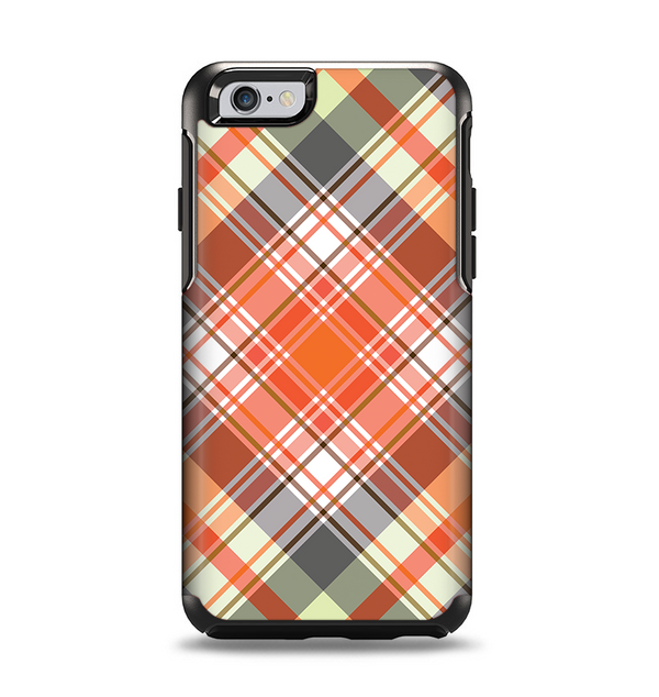 The Gray & Bright Orange Plaid Layered Pattern V5 Apple iPhone 6 Otterbox Symmetry Case Skin Set