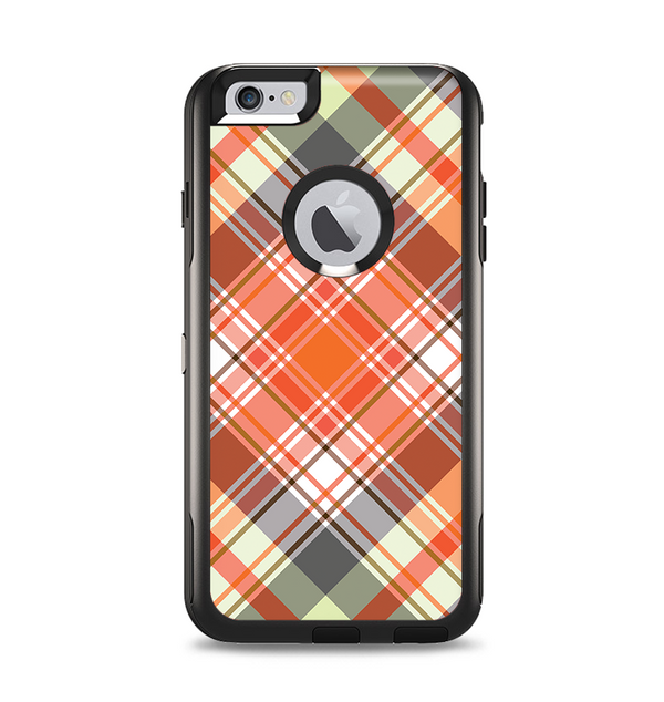 The Gray & Bright Orange Plaid Layered Pattern V5 Apple iPhone 6 Plus Otterbox Commuter Case Skin Set
