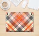 The Gray & Bright Orange Plaid Layered Pattern V5 Skin Kit for the 12" Apple MacBook (A1534)