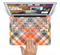 The Gray & Bright Orange Plaid Layered Pattern V5 Skin Set for the Apple MacBook Air 11"