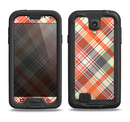 The Gray & Bright Orange Plaid Layered Pattern V5 Samsung Galaxy S4 LifeProof Nuud Case Skin Set