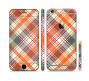 The Gray & Bright Orange Plaid Layered Pattern V5 Sectioned Skin Series for the Apple iPhone 6