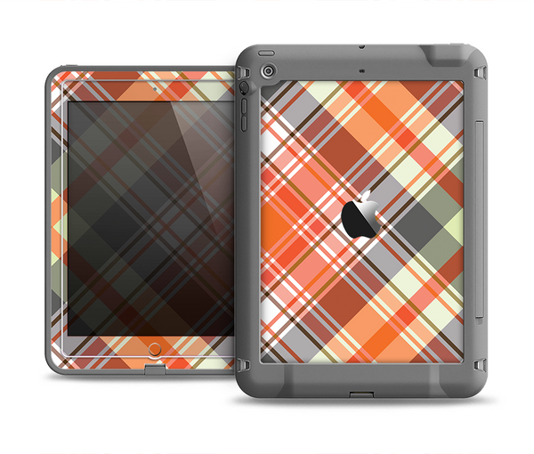 The Gray & Bright Orange Plaid Layered Pattern V5 Apple iPad Air LifeProof Fre Case Skin Set