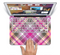 The Gray & Bright Pink Plaid Layered Pattern V5 Skin Set for the Apple MacBook Air 11"