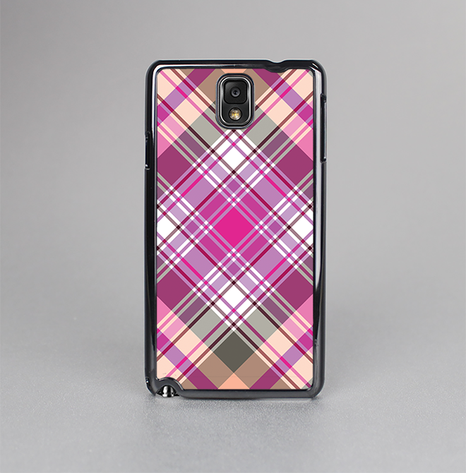 The Gray & Bright Pink Plaid Layered Pattern V5 Skin-Sert Case for the Samsung Galaxy Note 3