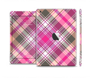 The Gray & Bright Pink Plaid Layered Pattern V5 Full Body Skin Set for the Apple iPad Mini 2